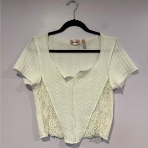 Willow and root white lace‎ and knit short sleeve